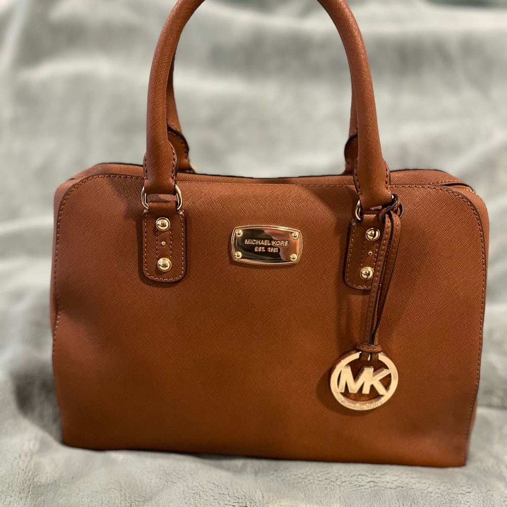 Michael Kors brown and gold hand bag